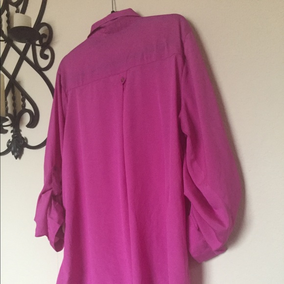 Ashley Stewart Button Down Rill Tab Tunic 14/16 - Picture 6 of 7